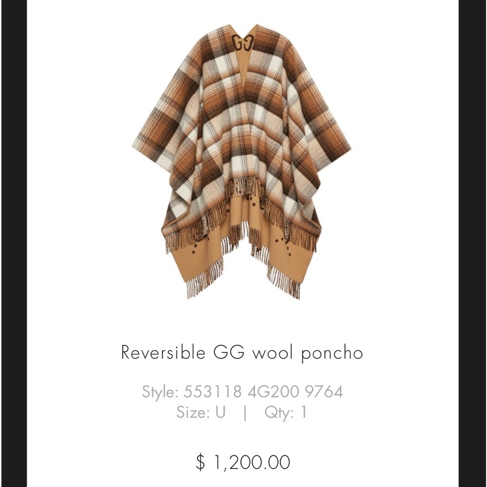 Reversible Gucci poncho worn twice .. perfectly great condition